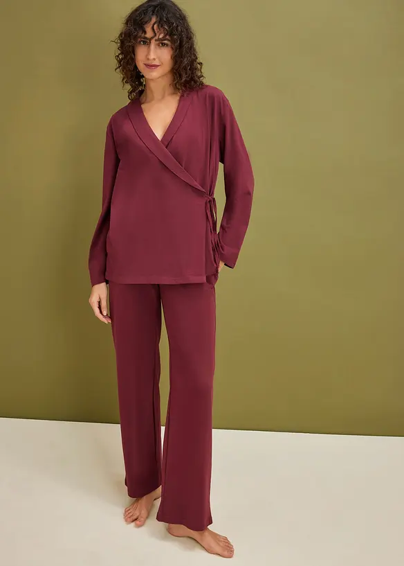 Pyžamo s &scaron;&aacute;lov&yacute;m l&iacute;mcem z měkk&eacute; bavlny, bonprix