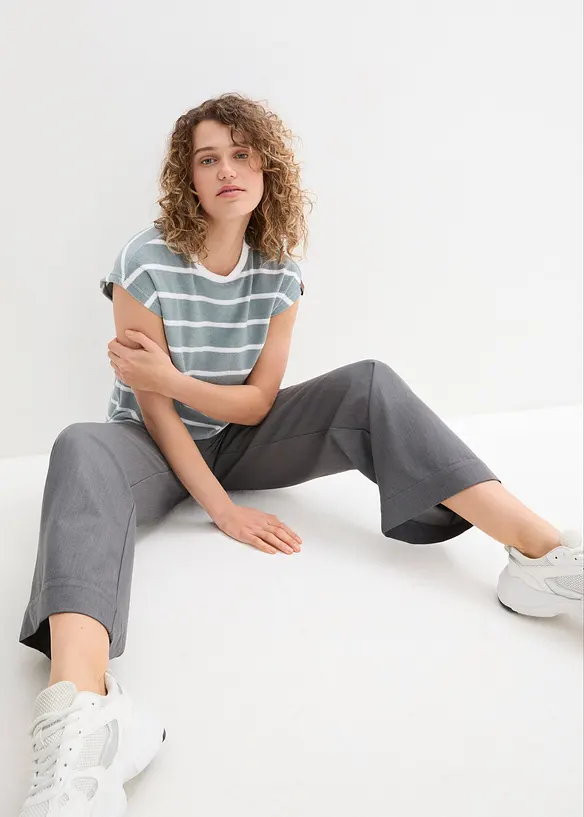 Pruhované tričko z froté, krátký rukáv, bonprix