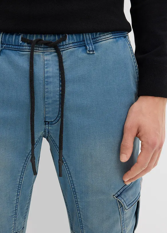 Dž&iacute;ny z tepl&aacute;koviny Regular Fit, s cargo kapsami, Straight, bonprix
