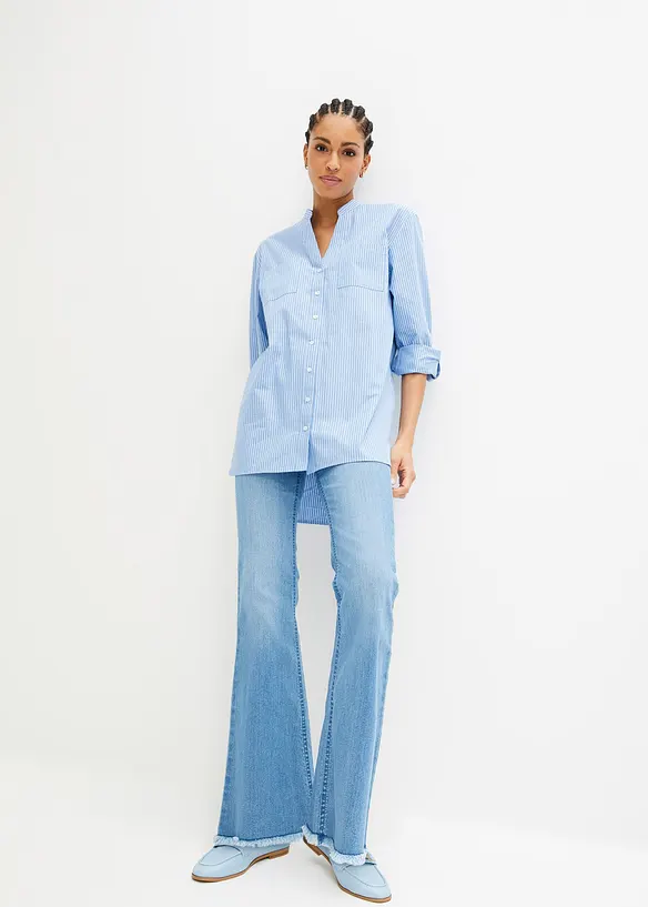 Dlouh&aacute; halenka s ohrnut&yacute;mi ruk&aacute;vy, bonprix