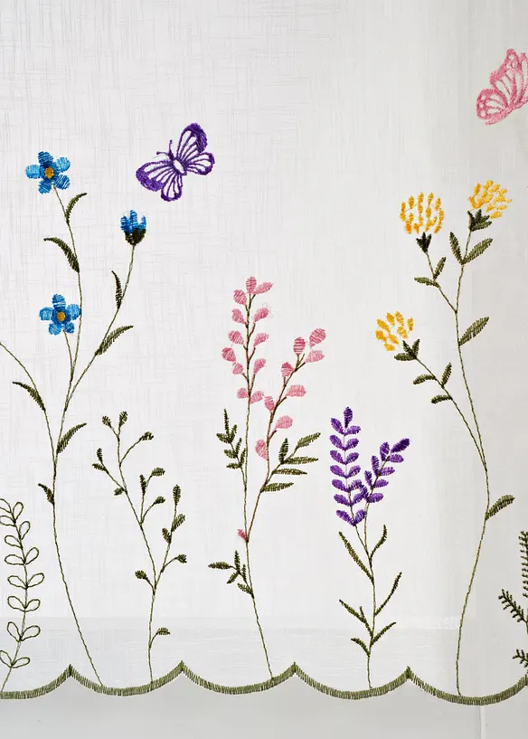 Vitrážková záclona s květinovou výšivkou, bonprix