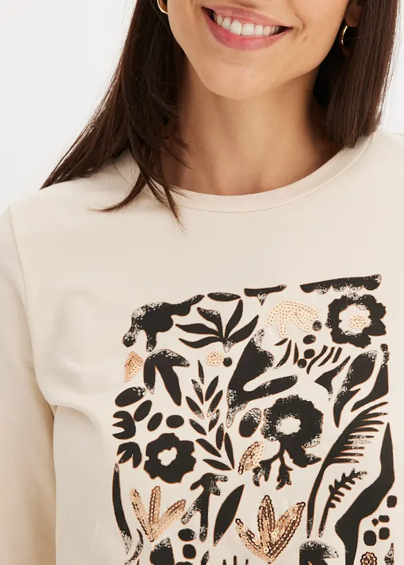 Tričko s dlouh&yacute;m ruk&aacute;vem, s organickou bavlnou, bonprix