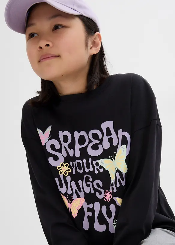 Triko s dlouh&yacute;m ruk&aacute;vem, z čist&eacute; organick&eacute; bavlny, bonprix