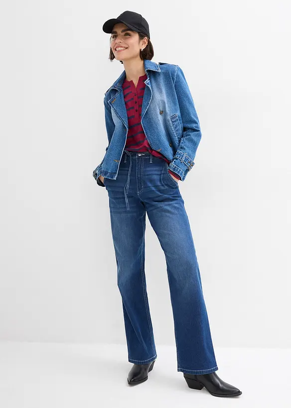 Džíny Loose Straight, High Waist, pohodlný pas, bonprix