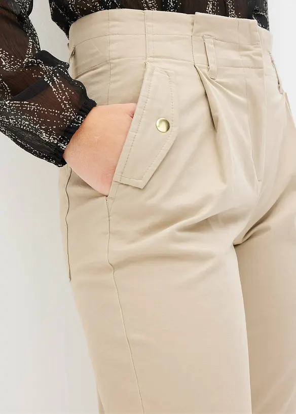 Lehké keprové kalhoty s pasem paperbag, bonprix