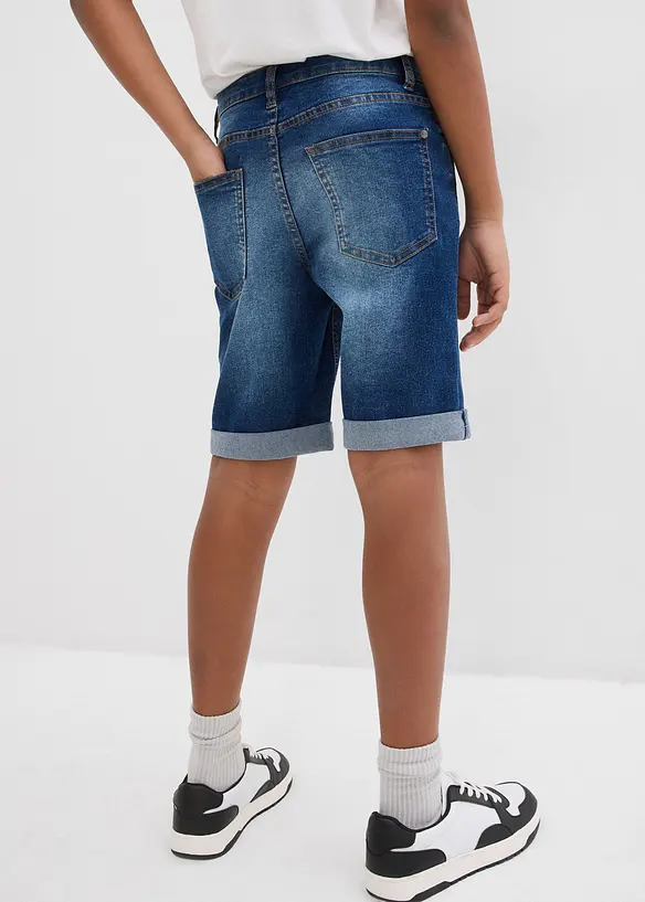 Strečové džínové bermudy s nastavitelným pasem, Slim Fit, bonprix