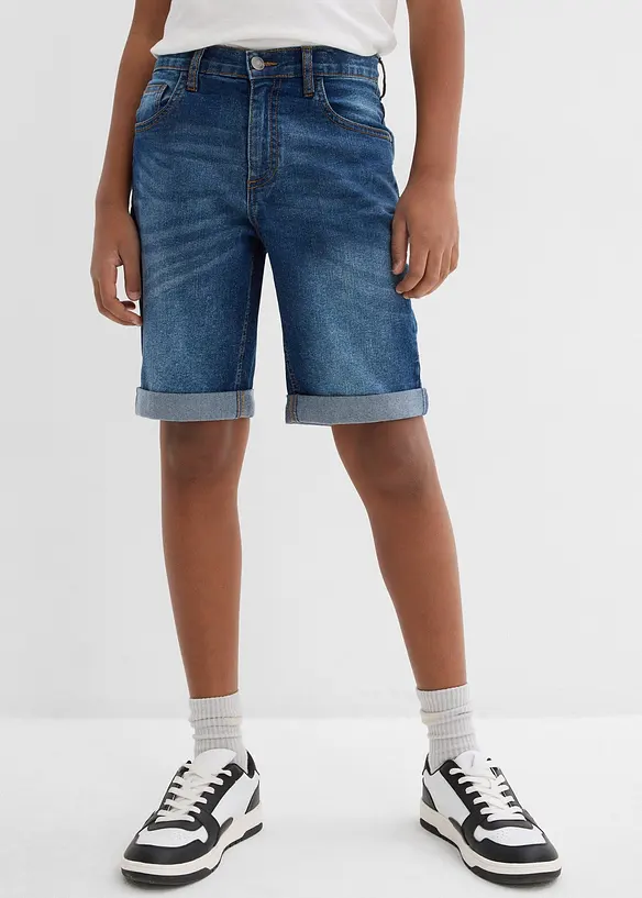 Strečové džínové bermudy s nastavitelným pasem, Slim Fit, bonprix