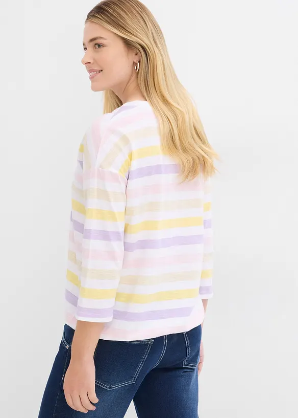 Triko z materiálu slub, 3/4 rukáv, organická bavlna, bonprix