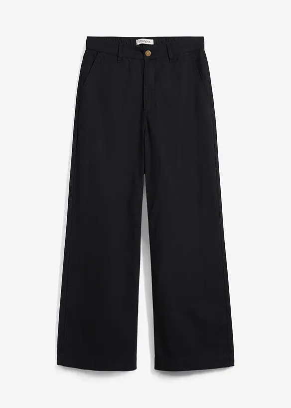 Široké kalhoty z čisté bavlny, High Waist, bonprix