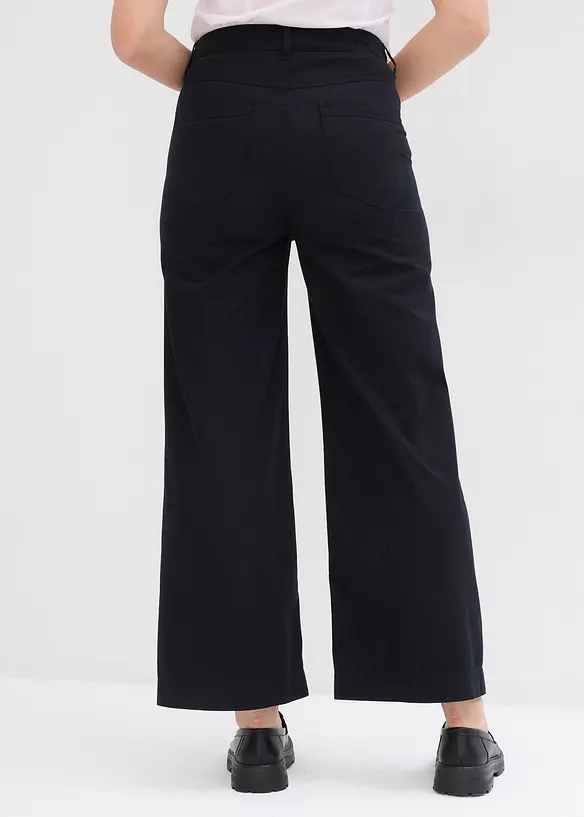 Široké kalhoty z čisté bavlny, High Waist, bonprix