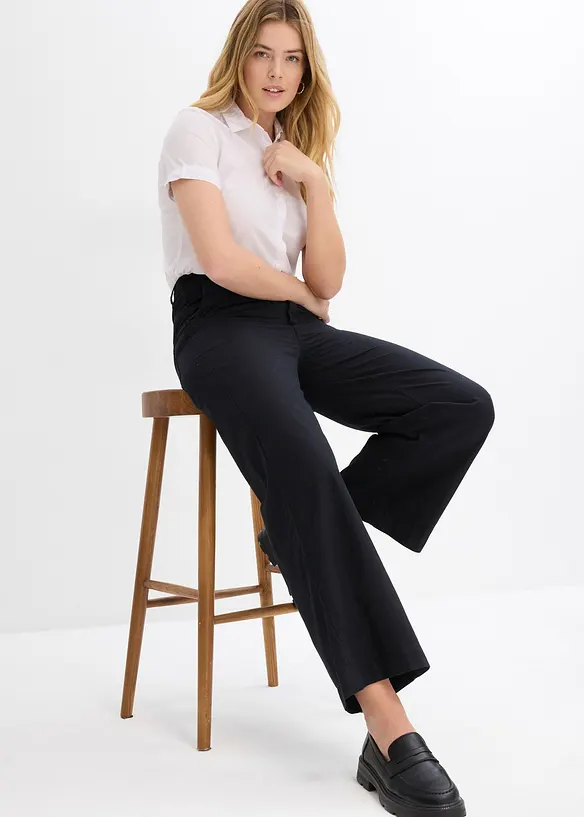 Široké kalhoty z čisté bavlny, High Waist, bonprix