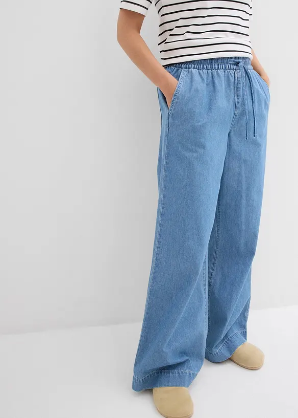 Džíny se širokými nohavicemi a pohodlným pasem, Mid Waist, bonprix