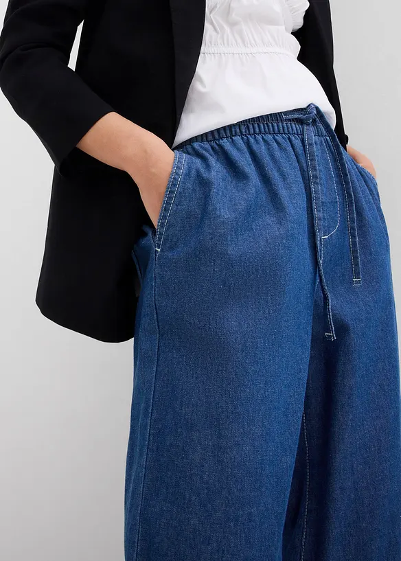 Džíny se širokými nohavicemi a pohodlným pasem, Mid Waist, bonprix