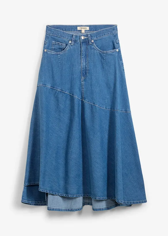 Džínová midi sukně, High Waist, bonprix