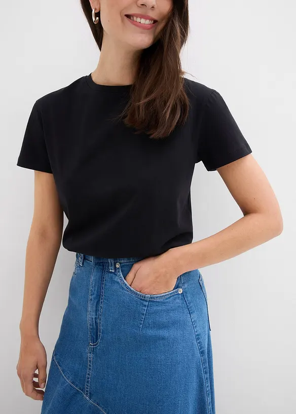 Džínová midi sukně, High Waist, bonprix