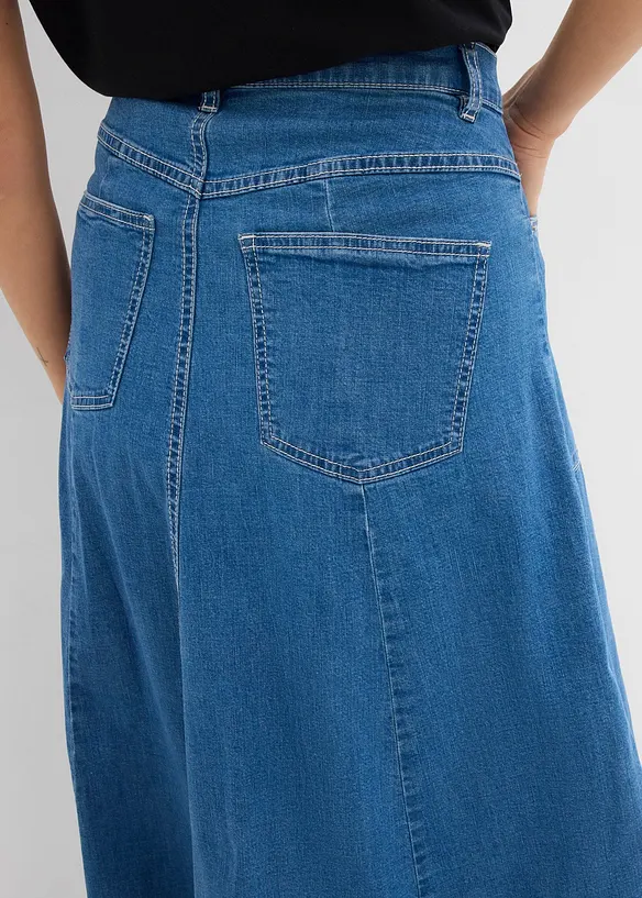 Džínová midi sukně, High Waist, bonprix