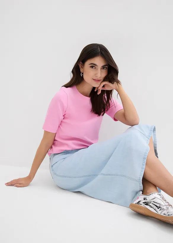 Džínová sukně, Mid Waist, pohodlný pas, Super Soft, bonprix