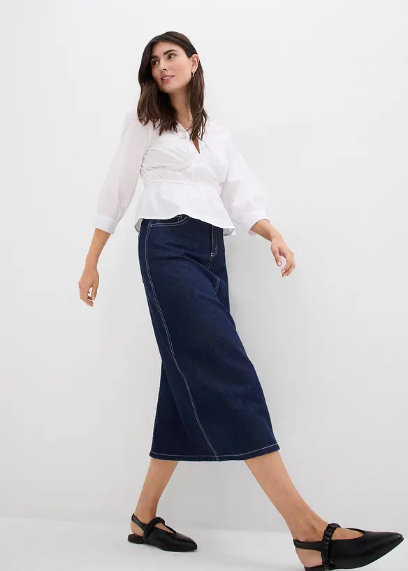 Džínová sukně, Mid Waist, pohodlný pas, Super Soft, bonprix