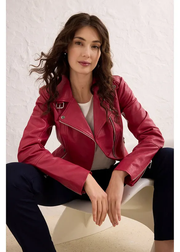 Motork&aacute;řsk&aacute; bunda z napa jehnětiny, bonprix