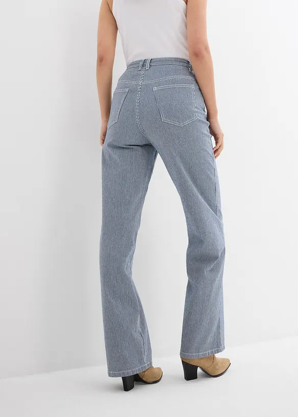 Volné rovné džíny, High Waist, proužky, bonprix