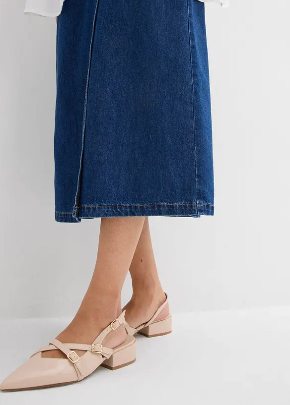Džínová sukně se zavinovacím vzhledem Super Soft, bonprix
