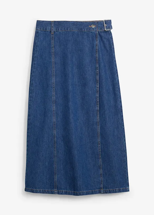Džínová sukně se zavinovacím vzhledem Super Soft, bonprix