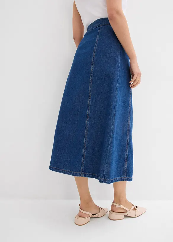 Džínová sukně se zavinovacím vzhledem Super Soft, bonprix