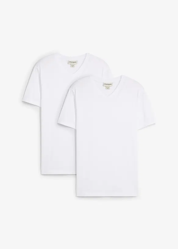 Tričko (2 ks v balení) z čisté organické bavlny, Slim Fit, bonprix