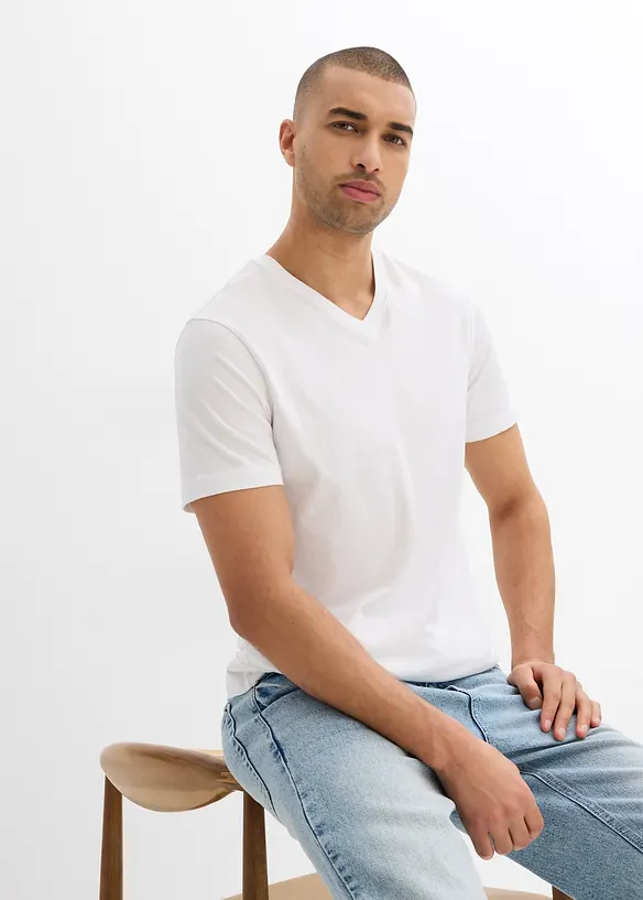 Tričko (2 ks v balení) z čisté organické bavlny, Slim Fit, bonprix