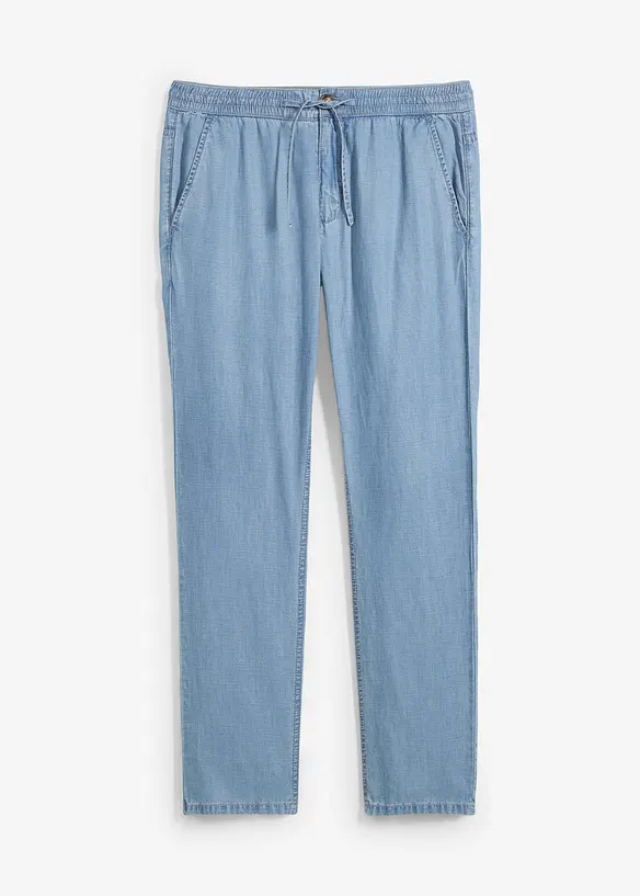 Lehké džíny bez zapínání a se lnem, Regular Fit, Straight, bonprix