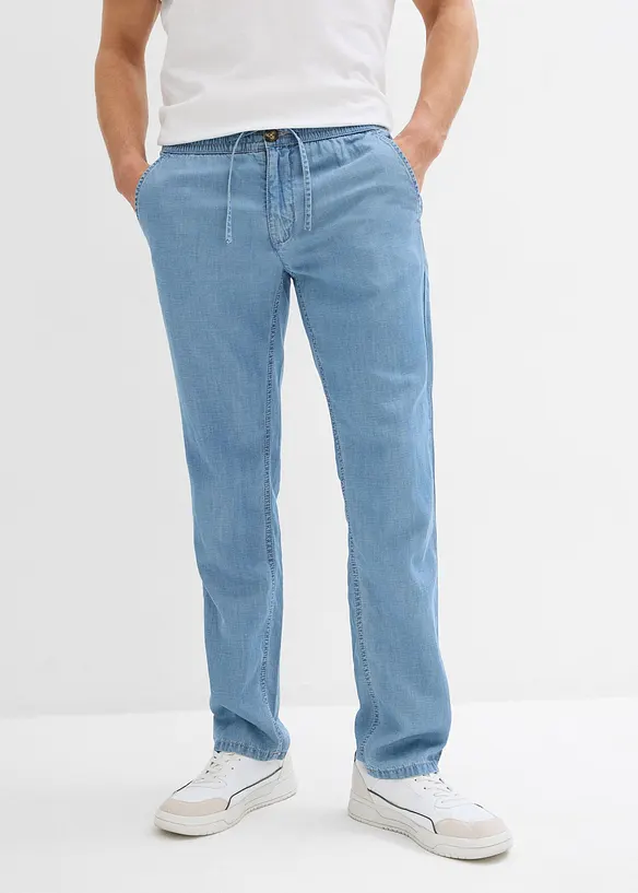 Lehké džíny bez zapínání a se lnem, Regular Fit, Straight, bonprix