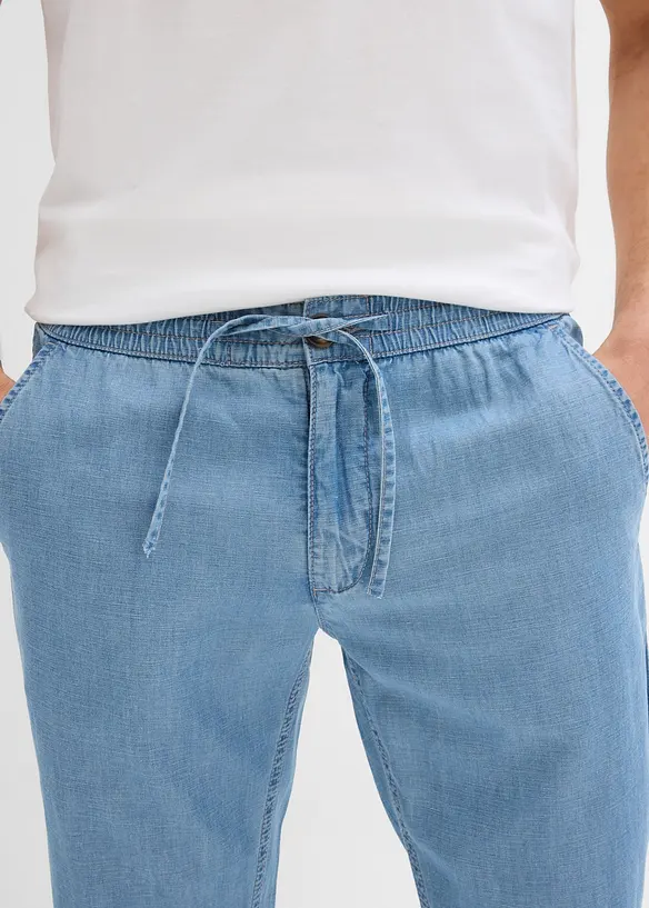 Lehké džíny bez zapínání a se lnem, Regular Fit, Straight, bonprix