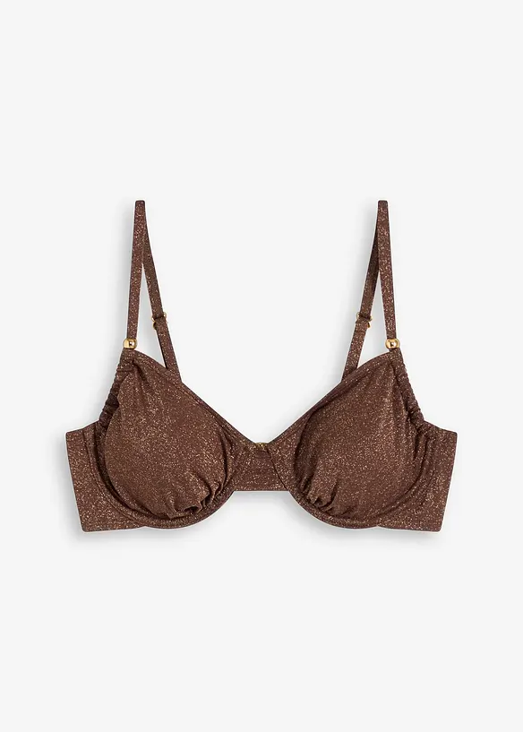 Třpytivý bikinový horní díl s kosticemi, bonprix