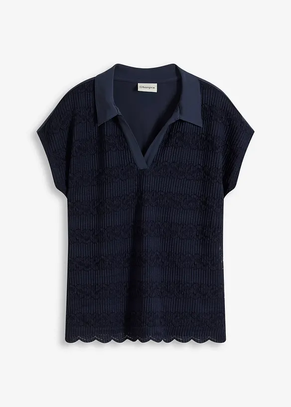 Triko polo s krajkou, bonprix