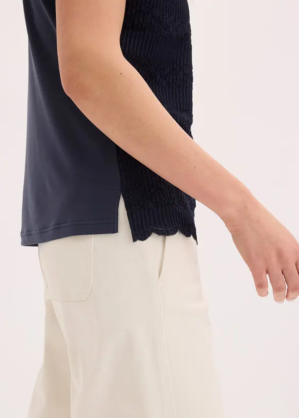 Triko polo s krajkou, bonprix