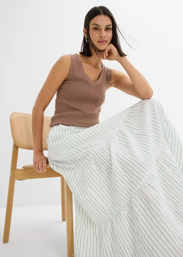 Proužkovaná dlouhá sukně z čisté bavlny, bonprix