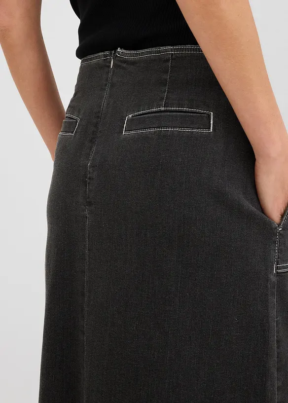 Džínová midi sukně, Mid Waist, bonprix