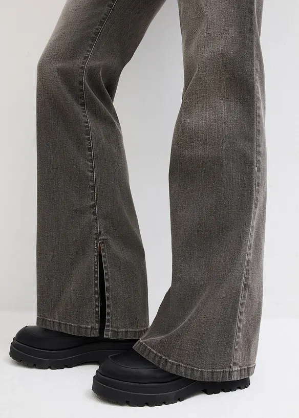 Dž&iacute;ny Straight, High Waist, s rozparkem, bonprix