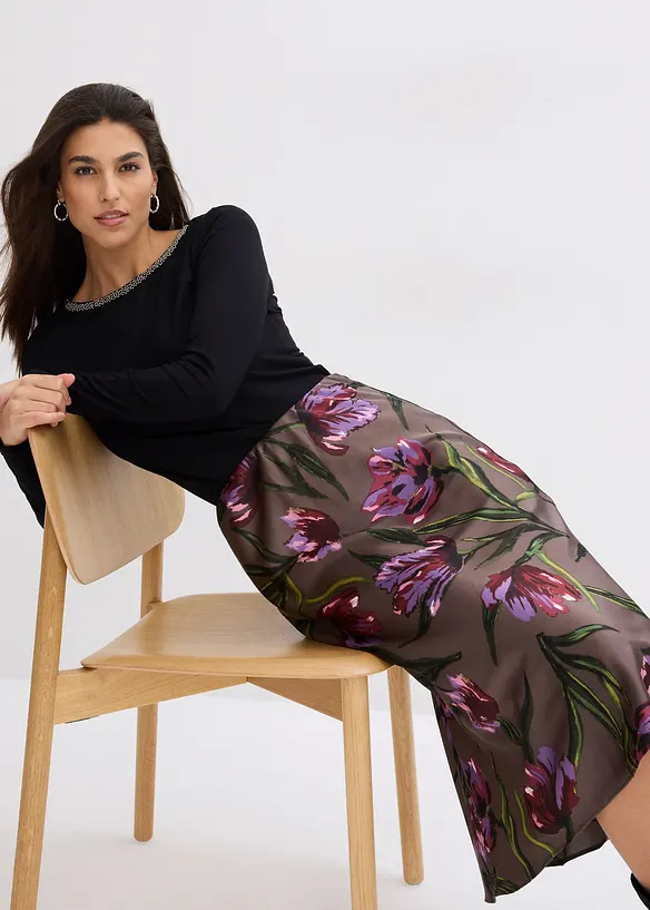 Tričko se síťovanou vsadkou a třpytivými kamínky, bonprix