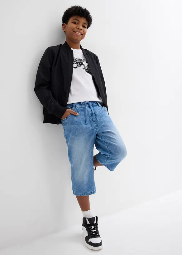Chlapecké dlouhé bermudy bez zapínání, Slim Fit, bonprix