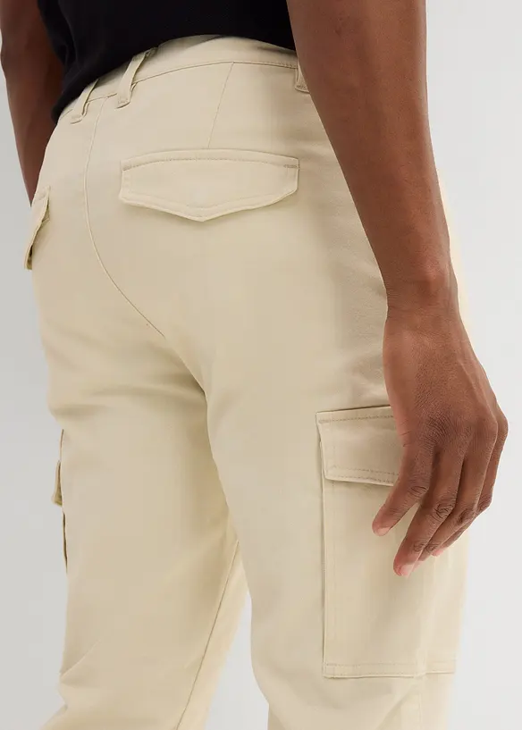 Strečové kalhoty Slim Fit s cargo kapsami, Straight, bonprix