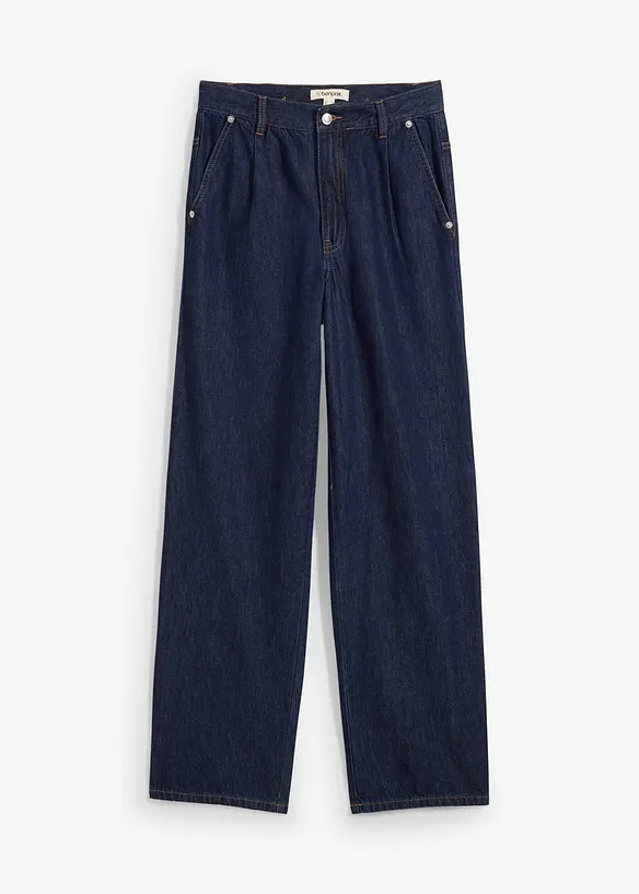 Džíny Straight, High Waist, nízký podíl streče, bonprix