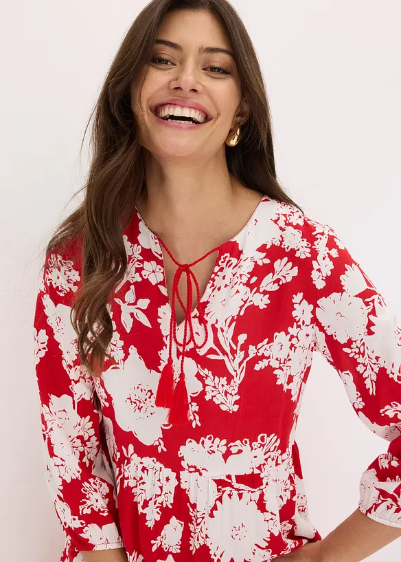 Dlouhé šaty z splývavé viskózy s potiskem, bonprix