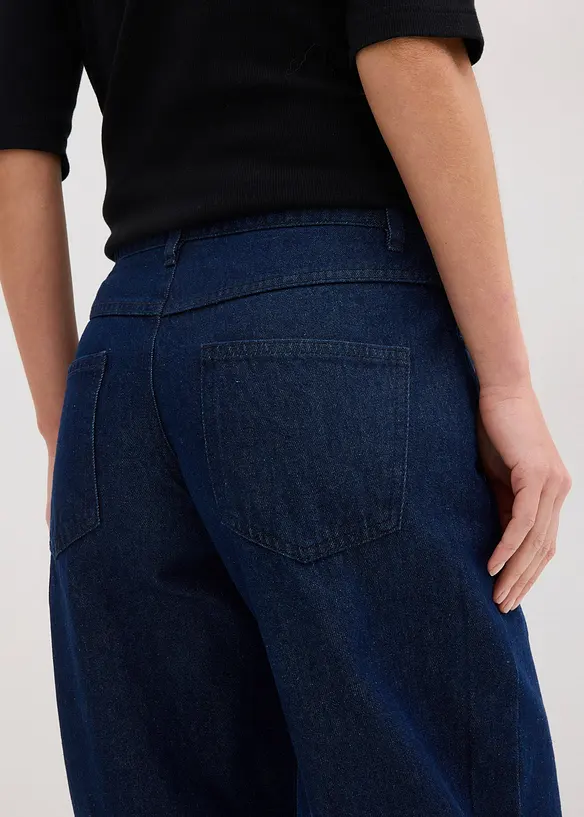 Džíny Barrel, Mid Waist, organická bavlna, bonprix