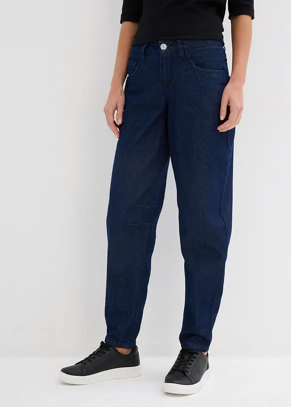 Džíny Barrel, Mid Waist, organická bavlna, bonprix