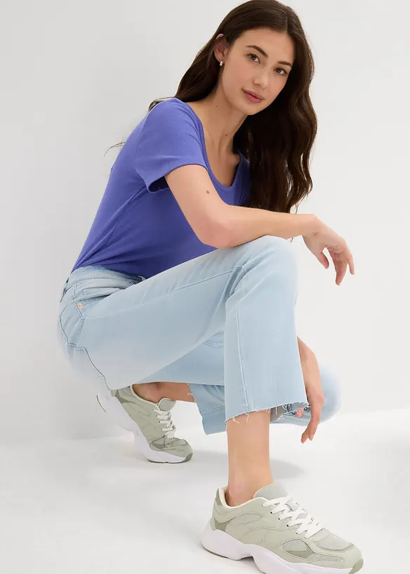 Džíny Flared, High Waist, zkrácené, bonprix