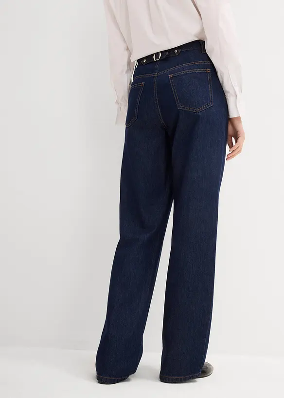 Džíny Straight, High Waist, nízký podíl streče, bonprix