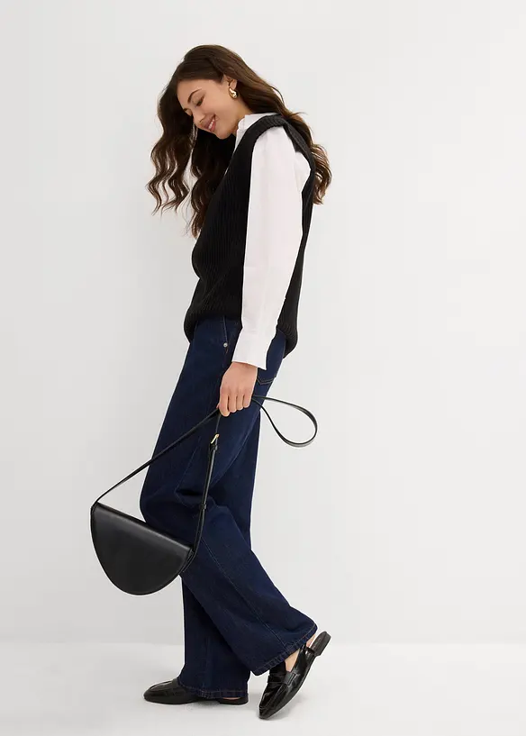 Džíny Straight, High Waist, nízký podíl streče, bonprix