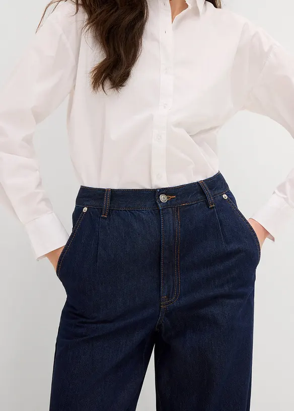 Džíny Straight, High Waist, nízký podíl streče, bonprix