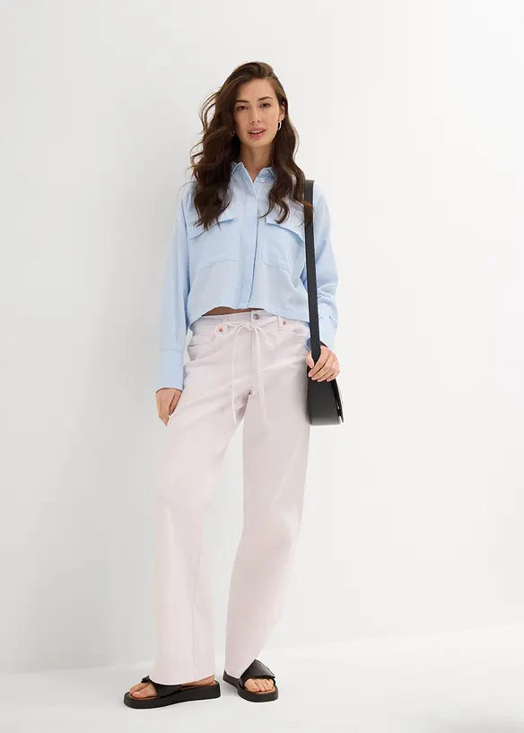 Džíny Wide Leg, Mid Waist, s opaskem, bonprix